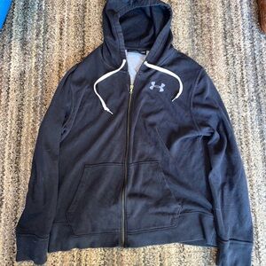 Women’s xl Under Armour Black Zip-Up Hoodie with White Drawstrings